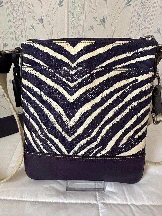 Coach Purple and Cream Zebra-Print Crossbody - Picture 2 of 12